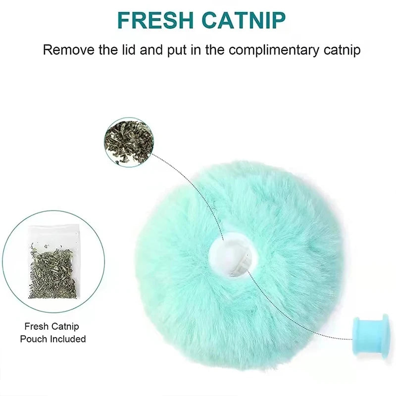 Bola Corujita Interativa Inteligente para Gatos - Brinquedo Elétrico de Pelúcia com Catnip, Som ao Toque e Treinamento para Gatinhos