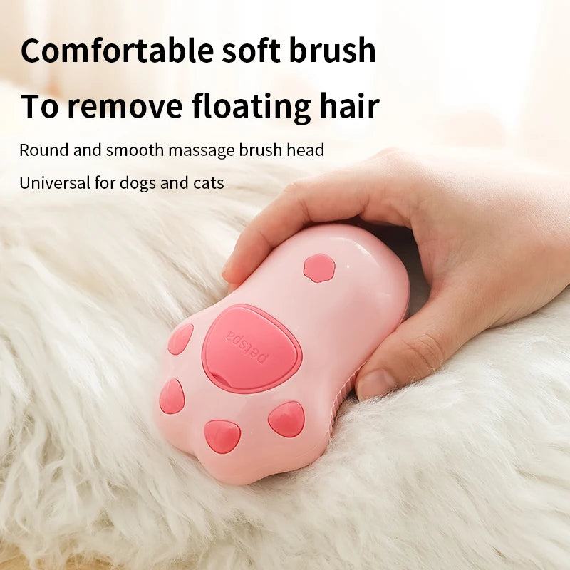 Escova de Massagem para Gatos e Cães com Spray Elétrico e Silicone Macia para Remoção de Pelos