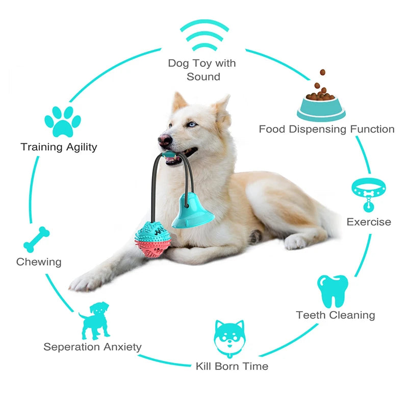 Brinquedo de Bola Grande para Cães com Ventosa e Corda - Alimentador Lento Interativo, Mordedor Limpa Dentes para Golden Retriever e Cães de Grande Porte