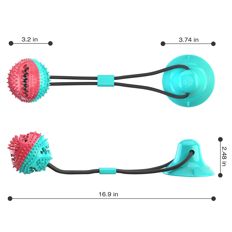 Brinquedo de Bola Grande para Cães com Ventosa e Corda - Alimentador Lento Interativo, Mordedor Limpa Dentes para Golden Retriever e Cães de Grande Porte