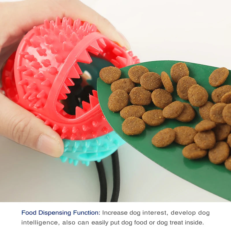 Brinquedo de Bola Grande para Cães com Ventosa e Corda - Alimentador Lento Interativo, Mordedor Limpa Dentes para Golden Retriever e Cães de Grande Porte