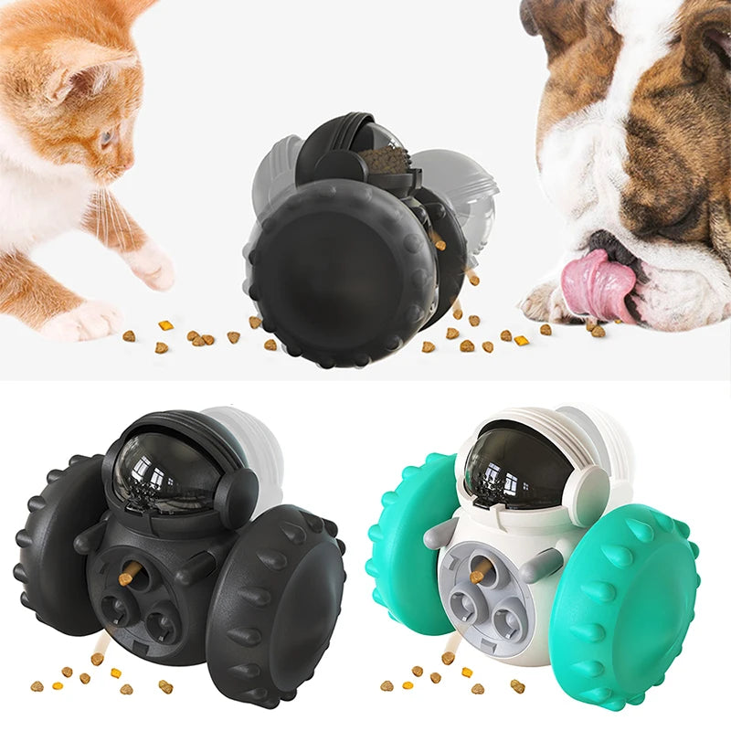 Brinquedo Interativo Trator Tumbler para Cães e Gatos - Dispensador de Ração Lenta e Acessório de Treinamento de QI