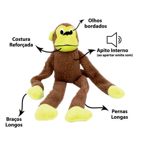 Mordedor Macaco de Pelúcia Brinquedo Interativo com som